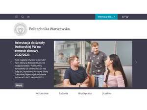 Warsaw University of Technology's official website homepage screenshot