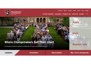 Washington & Jefferson College's official website homepage screenshot
