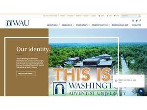 Washington Adventist University's official website homepage screenshot