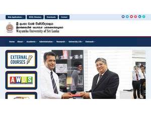 Wayamba University of Sri Lanka's official website homepage screenshot