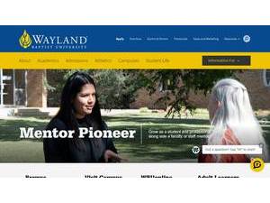 Wayland Baptist University's official website homepage screenshot