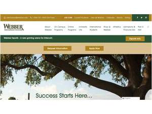 Webber International University's official website homepage screenshot