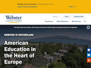 Webster Universität von Genf's official website homepage screenshot