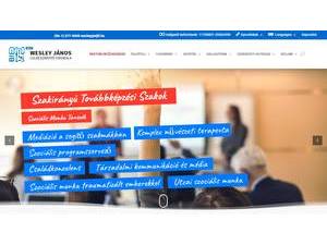 Wesley János Lelkészképző Főiskola's official website homepage screenshot