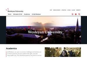 Wesleyan University's official website homepage screenshot