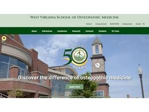 West Virginia School of Osteopathic Medicine's official website homepage screenshot