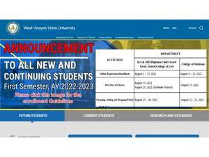 West Visayas State University's official website homepage screenshot