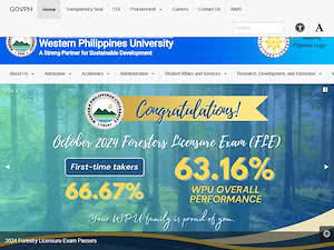 Western Philippines University's official website homepage screenshot