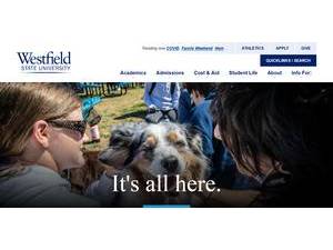 Westfield State University's official website homepage screenshot