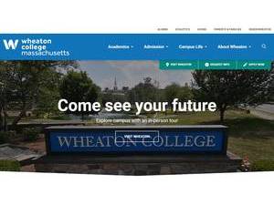Wheaton College, Massachusetts's official website homepage screenshot