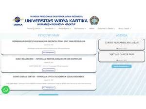 Widya Kartika University's official website homepage screenshot