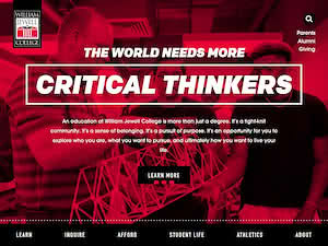 William Jewell College's official website homepage screenshot