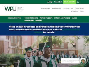 William Peace University's official website homepage screenshot