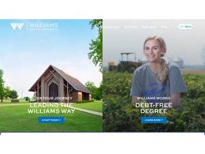 Williams Baptist University's official website homepage screenshot