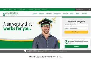 Wilmington University's official website homepage screenshot