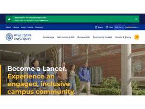 Worcester State University's official website homepage screenshot