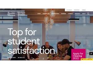 Wrexham University's official website homepage screenshot