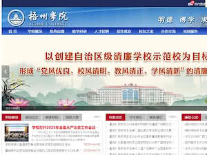 Wuzhou University's official website homepage screenshot