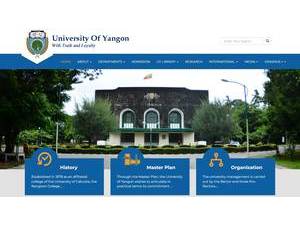 Yangon University's official website homepage screenshot