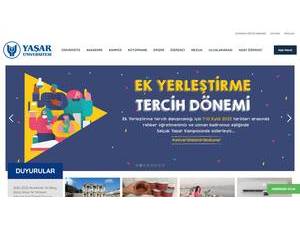 Yaşar University's official website homepage screenshot