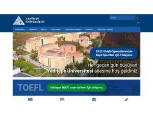 Yeditepe University's official website homepage screenshot
