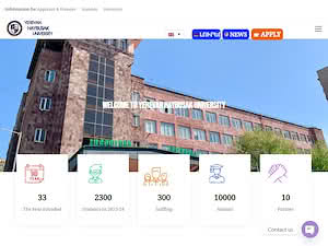 Yerevan Haybusak University's official website homepage screenshot