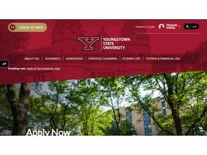 Youngstown State University's official website homepage screenshot