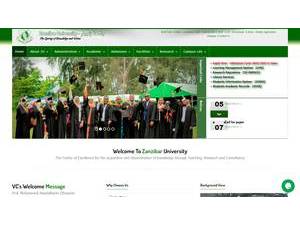 Zanzibar University's official website homepage screenshot
