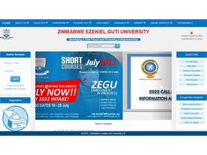Zimbabwe Ezekiel Guti University's official website homepage screenshot