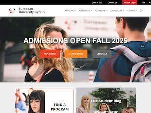 Ευρωπαϊκό Πανεπιστήμιο Κύπρου's official website homepage screenshot