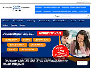 Паневропски универзитет Апеирон's official website homepage screenshot