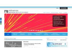 מכון ויצמן למדע's official website homepage screenshot