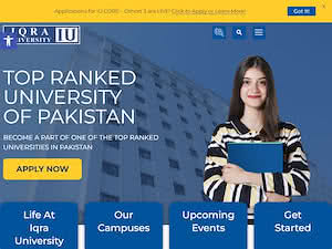 اقرا یونیورسٹی's official website homepage screenshot