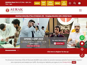الجامعة الأمريكية في رأس الخيمة's official website homepage screenshot