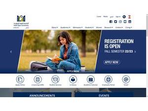 الجامعة العربية المفتوحة's official website homepage screenshot