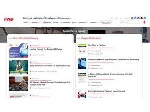 المعهد الباكستاني لاقتصاديات التنمية's official website homepage screenshot
