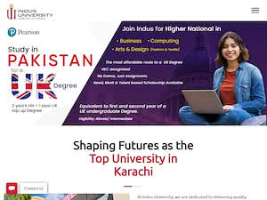 انڈس یونیورسٹی's official website homepage screenshot
