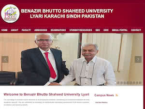 بینظیر بھٹو شہید یونیورسٹی لیاری's official website homepage screenshot