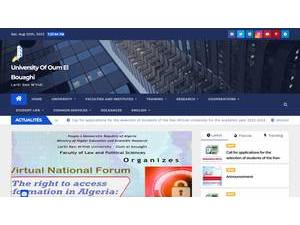 جامعة العربي بن مهيدي أم البواقي's official website homepage screenshot