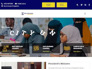 جامعة مدينة مقديشو's official website homepage screenshot