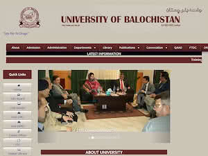 جامعہ بلوچستان's official website homepage screenshot