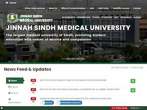 جامعہ طبی جناح سندھ's official website homepage screenshot