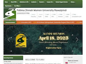جامعہ فاطمہ جناح برائے خواتین's official website homepage screenshot