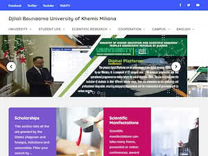 جامـعة جيلالي بونعامة– خميس مليانة's official website homepage screenshot