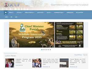 جی سی یونیورسٹی فیصل آباد's official website homepage screenshot