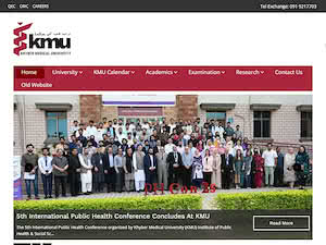 خیبر میڈیکل یونیورسٹی's official website homepage screenshot