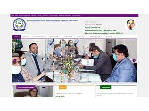 شہید محترمہ بے نظیر بہٹو میڈیکل یونیورسٹی's official website homepage screenshot