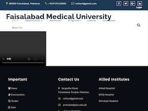 فیصل آباد جامعه طب's official website homepage screenshot