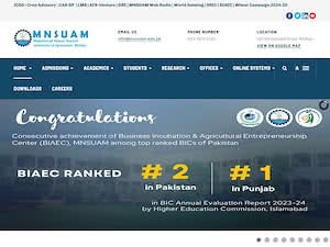 محمد نواز شریف یونیورسٹی آف ایگریکلچر's official website homepage screenshot