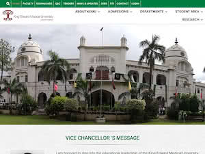 کنگ ایڈورڈ میڈیکل یونیورسٹی's official website homepage screenshot